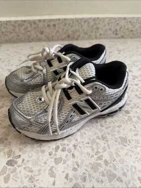 New Balance Kids Silver and Black Athletic Sneakers
